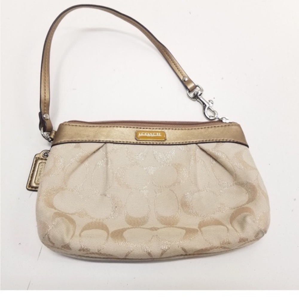 Coach Gold Sparkle Monogram Wristlet